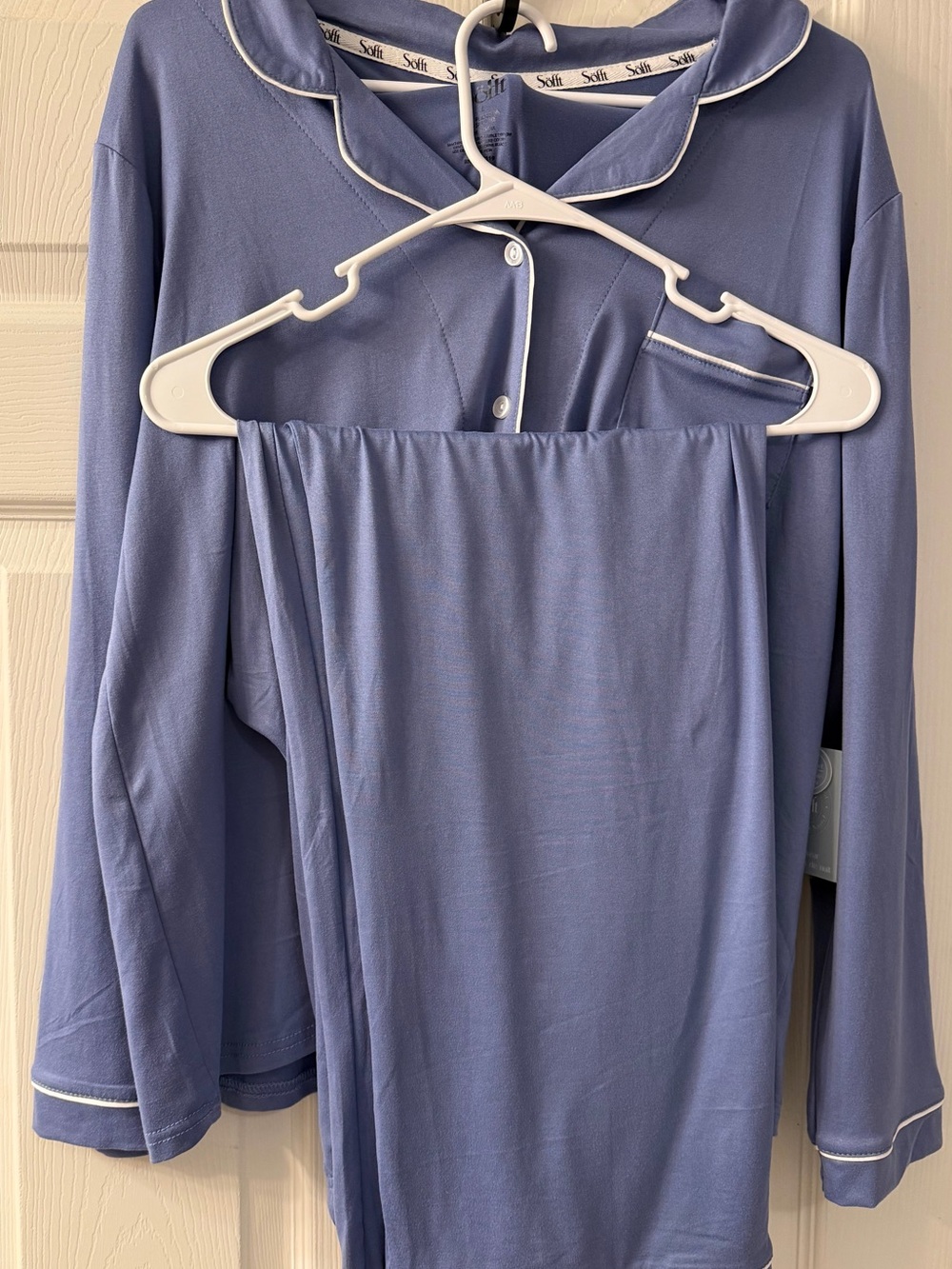 Sofft Periwinkle Comfy Cozy Size Large Pajama Pants & Long Sleeve Button Top Set - Picture 2 of 10